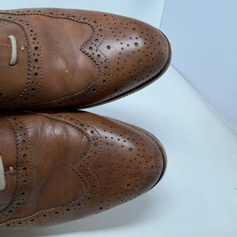 Warfield & Grand Roy Oxford Mens 11 Wingtip Cognac Brogue Leather EUC